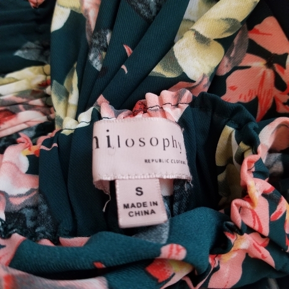 Philosophy | Anthropologie Green Floral Off Shoulder Blouse - Picture 6 of 7